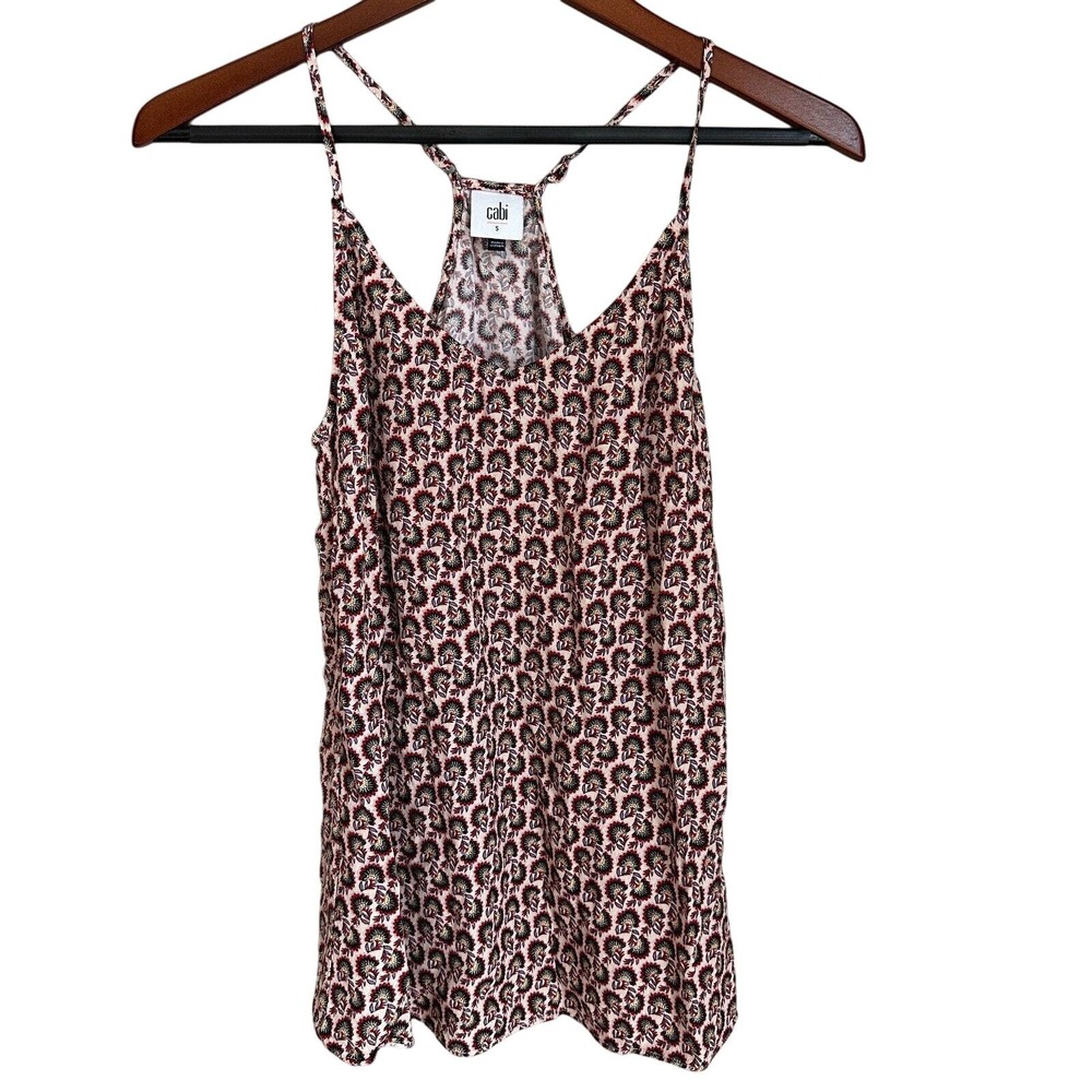 Cabi 5737 Poem Cami Pink Floral V-Neck Racerback Sleeveless Women's Small